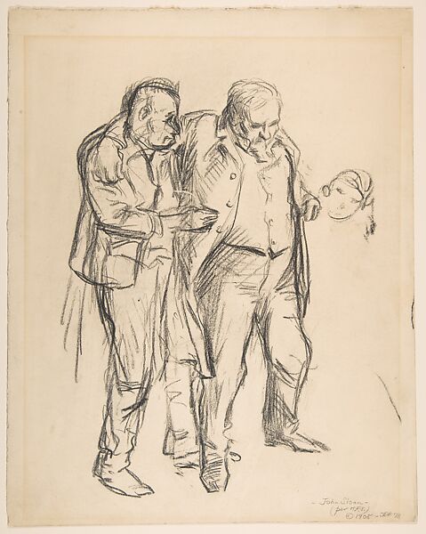 Seated Man on the Telephone (recto); Two Standing Men (verso), John Sloan (American, Lock Haven, Pennsylvania 1871–1951 Hanover, New Hampshire), Graphite