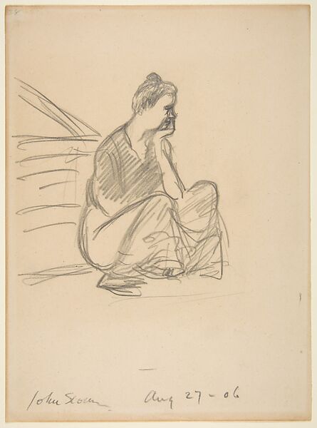 Crouching Woman, John Sloan (American, Lock Haven, Pennsylvania 1871–1951 Hanover, New Hampshire), Graphite 