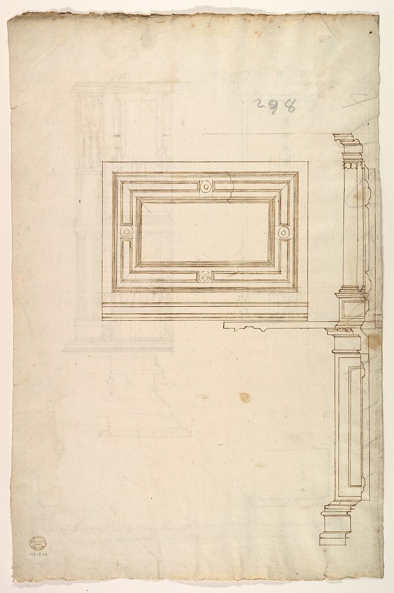 Court Cupboard (side elevation), Anonymous, French, 16th century, Pen and brown ink 