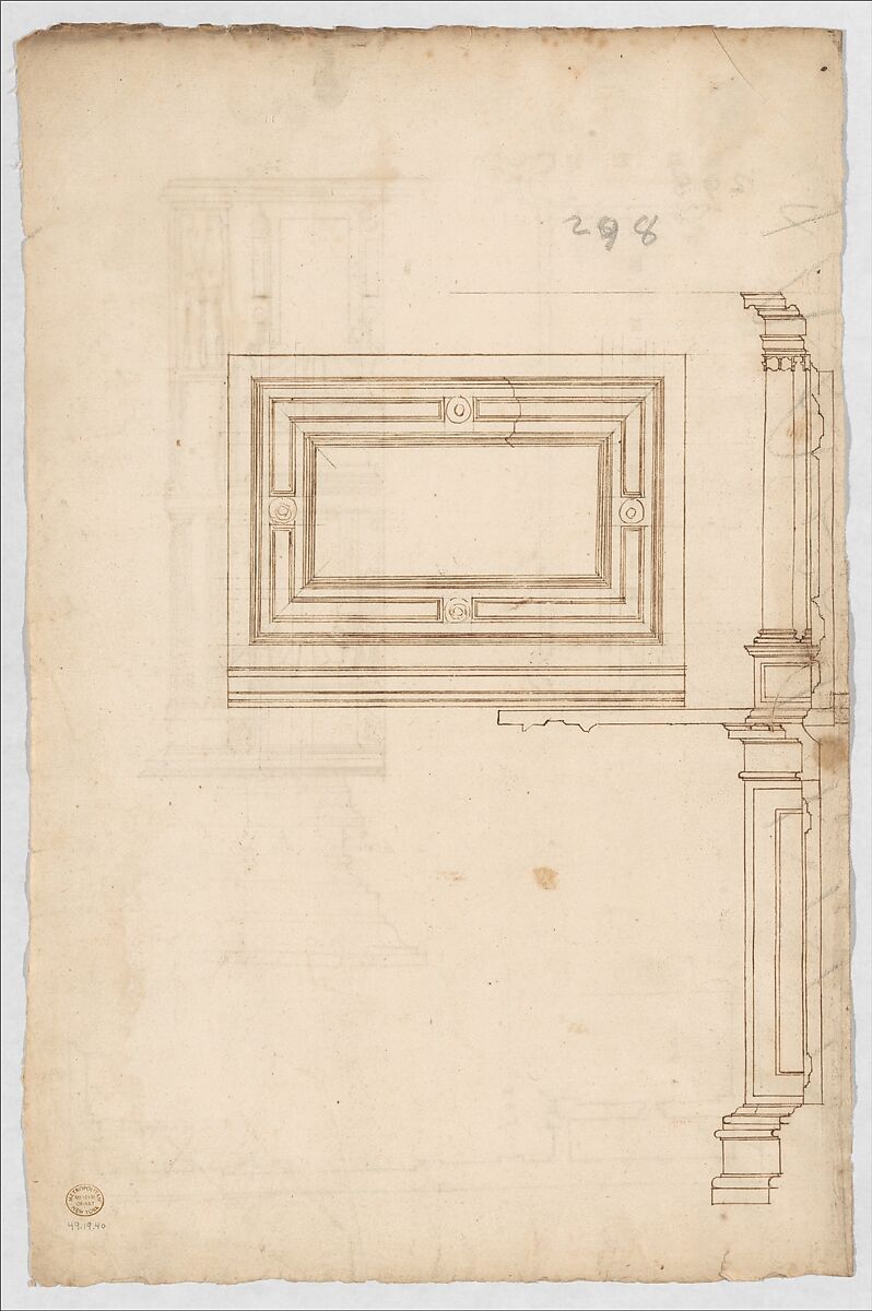 Court Cupboard (side elevation), Anonymous, French, 16th century, Pen and brown ink