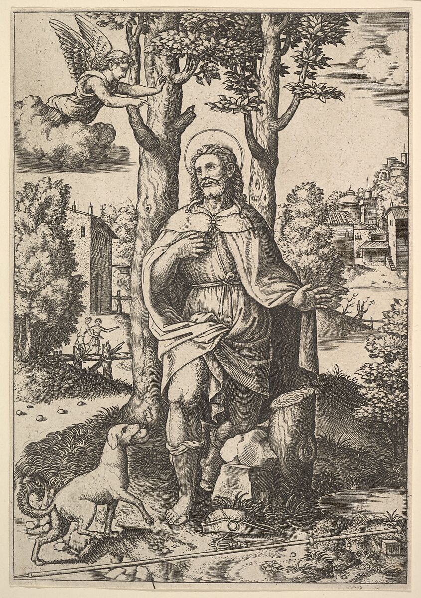 Saint Roch, Master of the Die (Italian, active Rome, ca. 1530–60), Engraving 