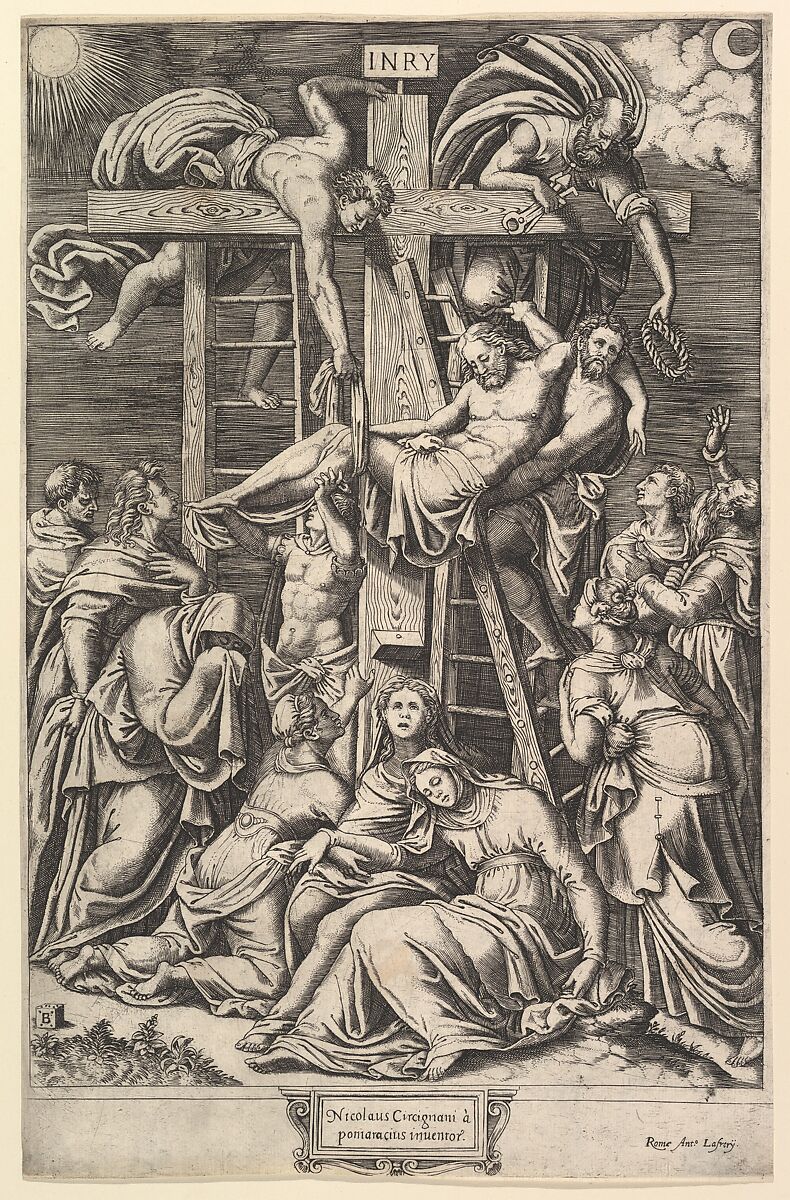 The Descent from the Cross, Master of the Die (Italian, active Rome, ca. 1530–60), Engraving 