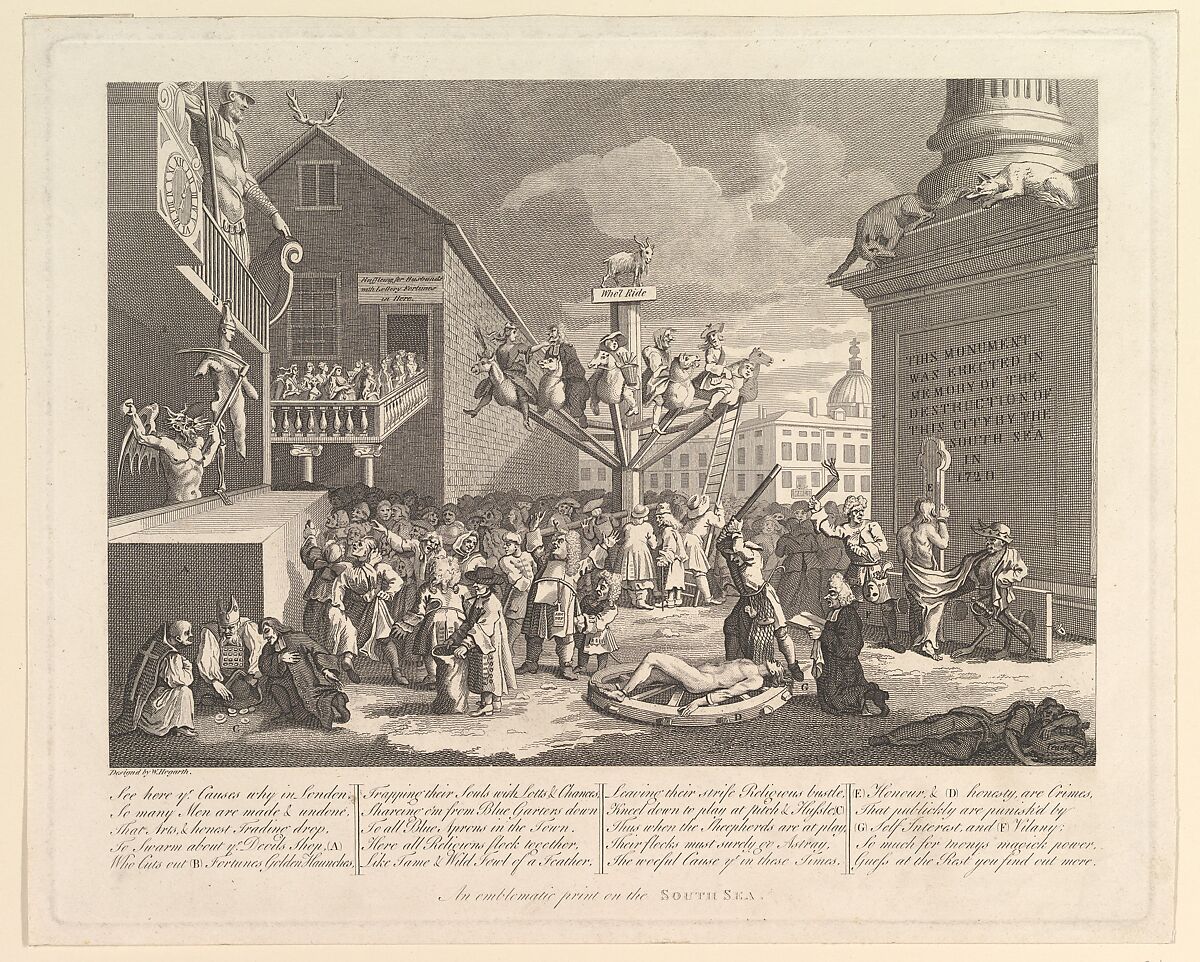 An Emblematic Print on the South Sea, After William Hogarth (British, London 1697–1764 London), Engraving and etching 