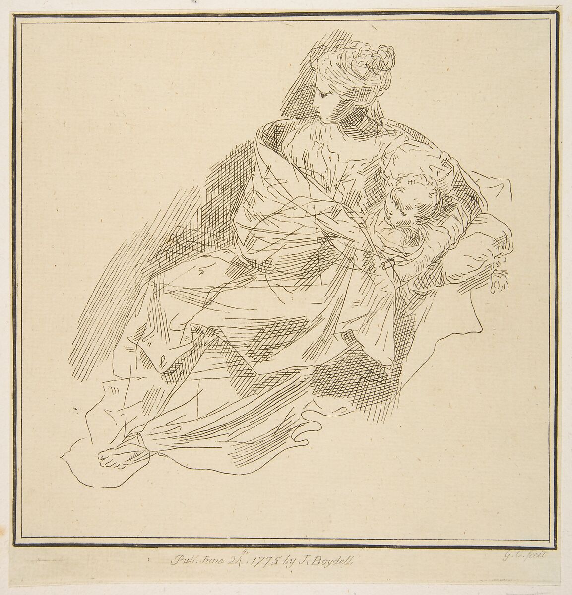 Virgin and Child, After Simone Cantarini (Italian, Pesaro 1612–1648 Verona), Etching 