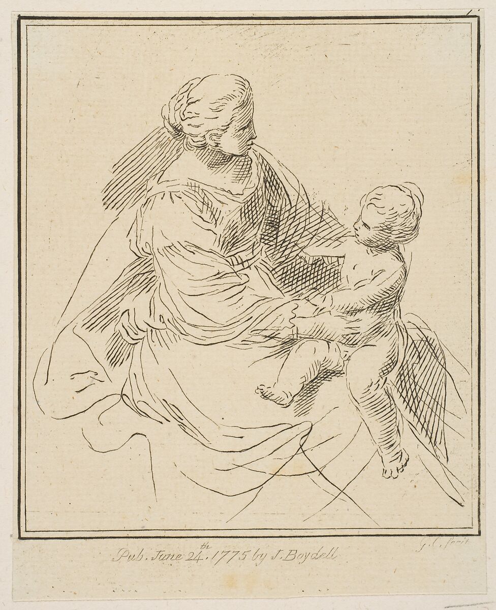 Virgin and Child, After Simone Cantarini (Italian, Pesaro 1612–1648 Verona), Etching 