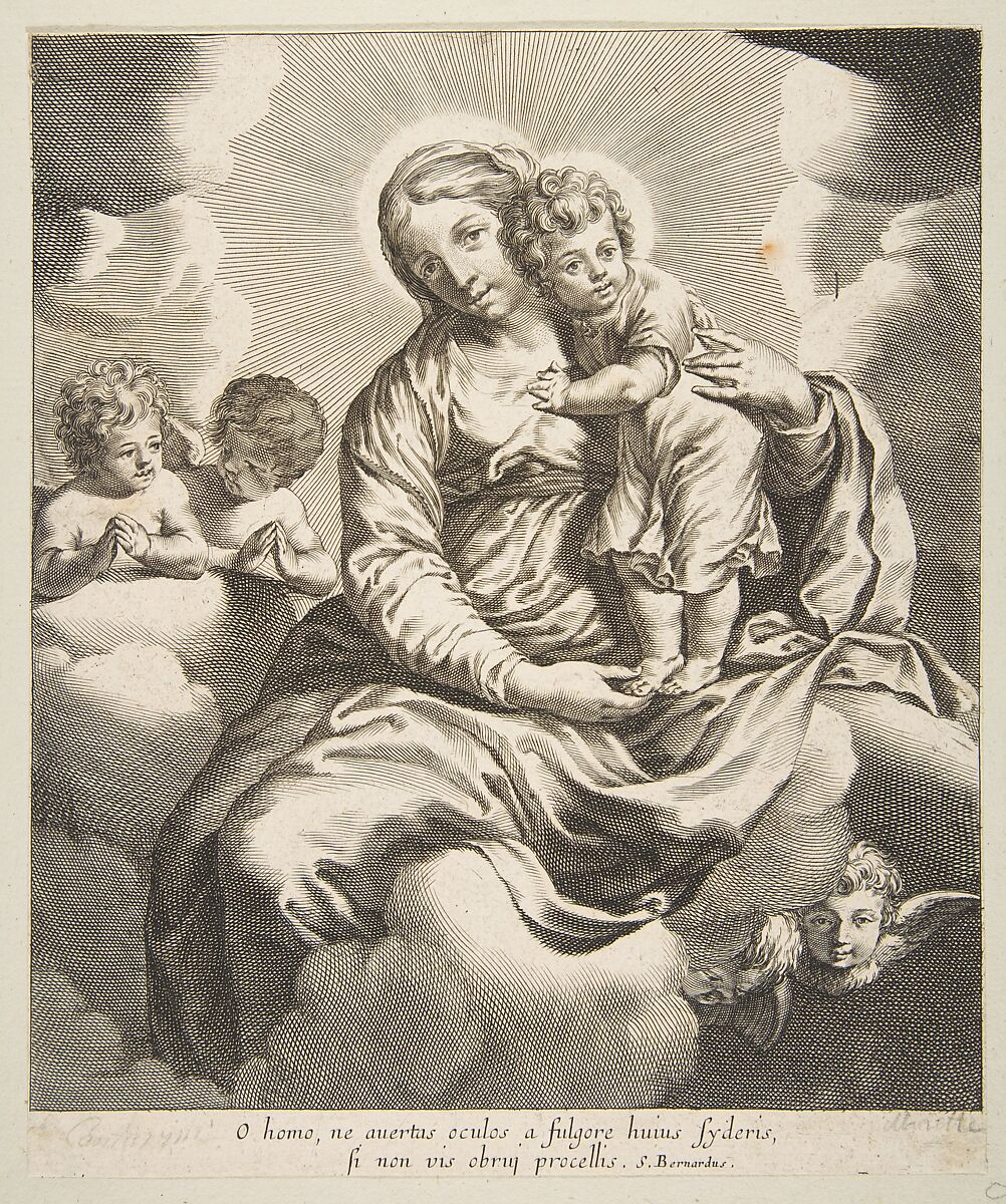 Madonna and Child in Glory, Anonymous, 17th century, Engraving 