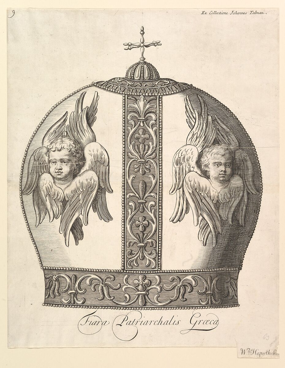 A Greek Patriarchal Crown – Tiara Patriarchalis Graeca (Aubry de La Mottraye's "Travels throughout Europe, Asia and into Part of Africa...,"  London, 1724, vol. I, plate 9), William Hogarth (British, London 1697–1764 London), Etching and engraving; first state of three 