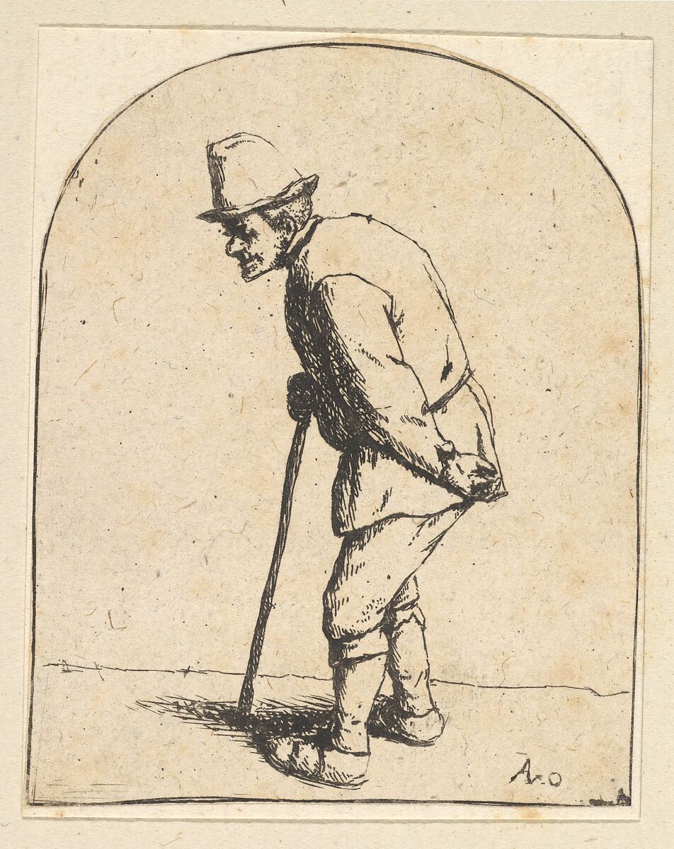 Peasant with Stick, Adriaen van Ostade (Dutch, Haarlem 1610–1685 Haarlem), Etching 