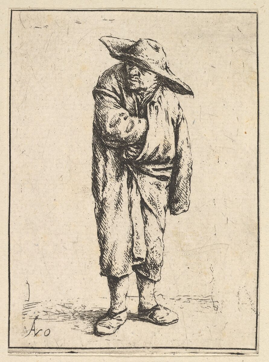 Peasant Wrapped in his Cloak, Adriaen van Ostade (Dutch, Haarlem 1610–1685 Haarlem), Etching 
