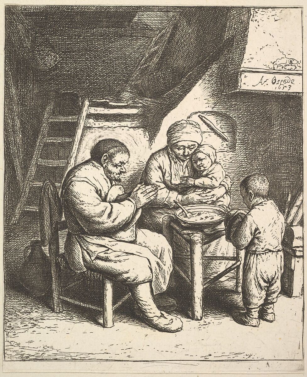 The Blessing, Adriaen van Ostade (Dutch, Haarlem 1610–1685 Haarlem), Etching 