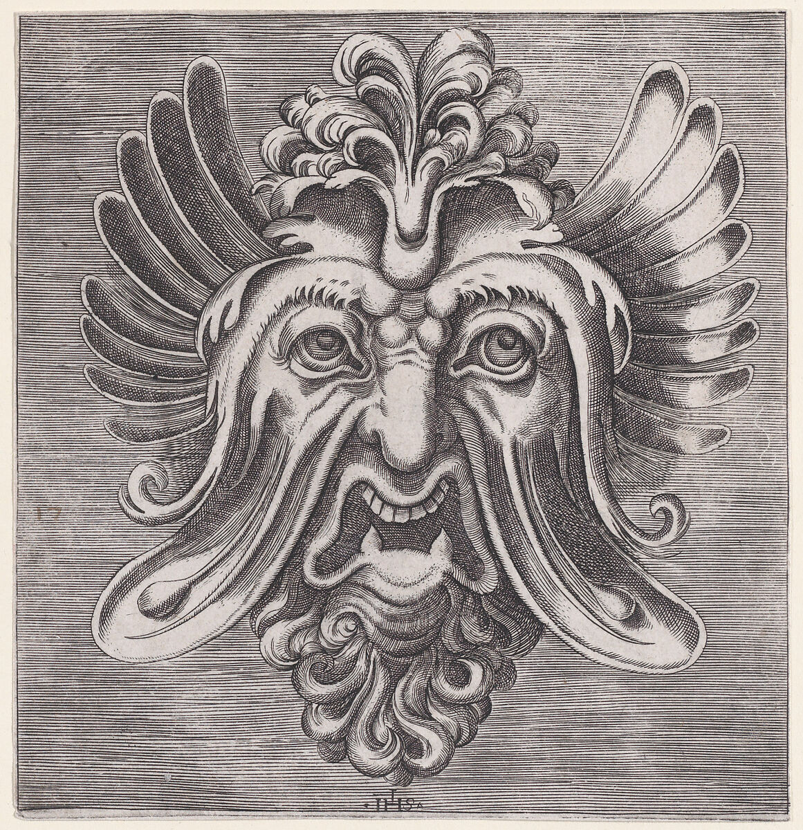 Mask from Libro di Variate Mascare, René Boyvin (French, Angers ca. 1525–1598 or 1625/6 Angers), Engraving 