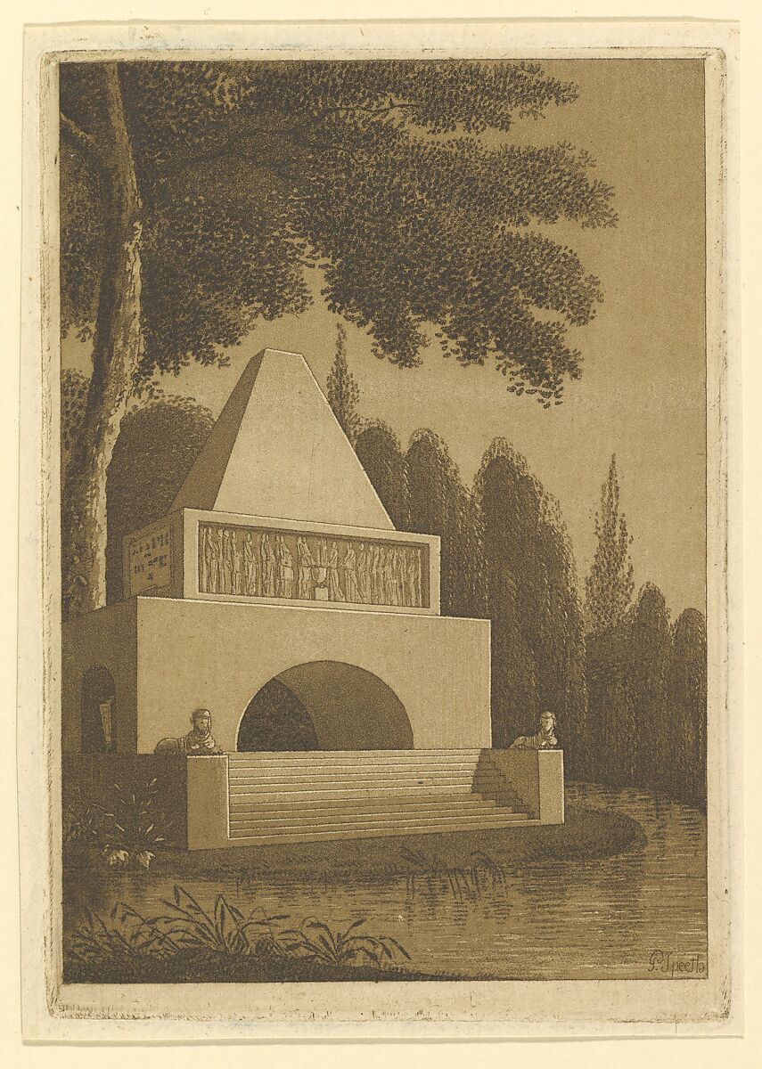 Temple Monument in a Park on a Lake, Peter Speeth (German, Mannheim 1772–1831 Odessa), Aquatint 