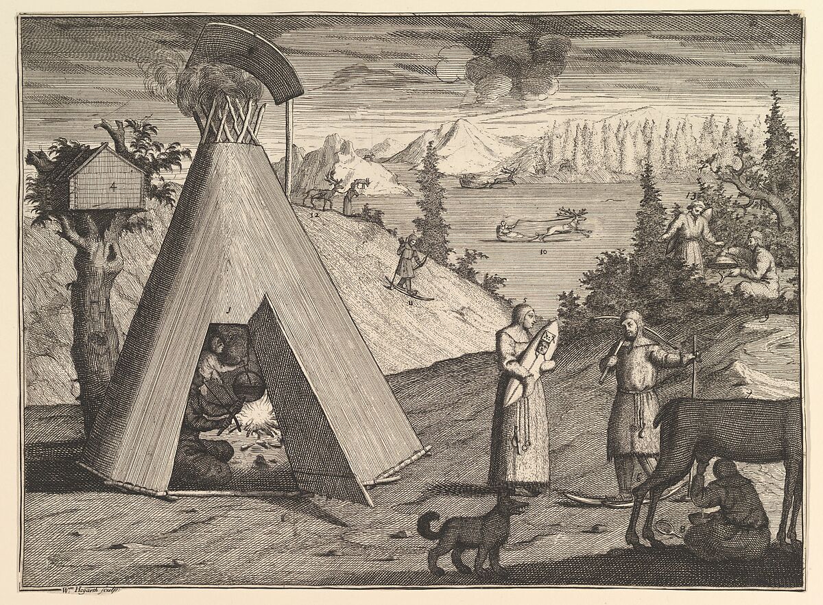 A Lapland Hut (Aubry de La Mottraye's "Travels throughout Europe, Asia and into Part of Africa...,"  London, 1724, vol. II, pl. 38), William Hogarth (British, London 1697–1764 London), Etching and engraving 