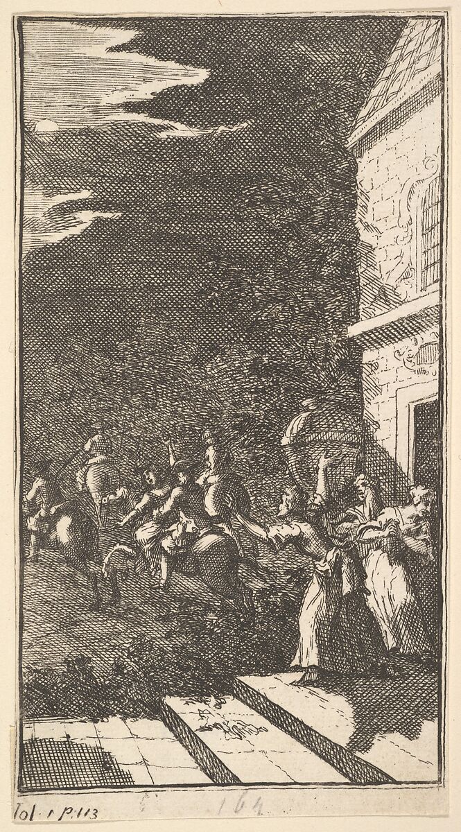 The New Metamorphosis, Plate 3: The Bandits Abduct Camilla, William Hogarth (British, London 1697–1764 London), Etching and engraving 