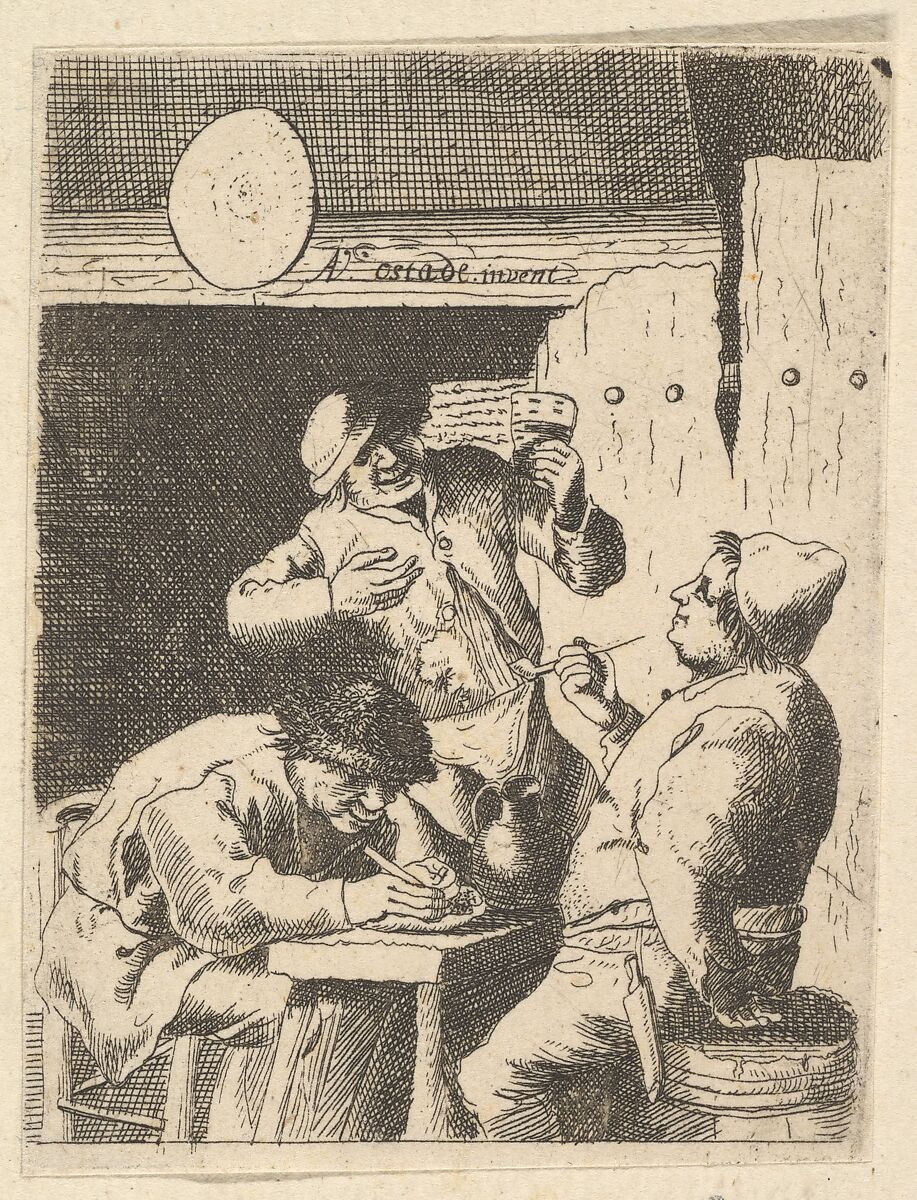 Singer Standing Between Two Smokers, After Adriaen van Ostade (Dutch, Haarlem 1610–1685 Haarlem), Etching 