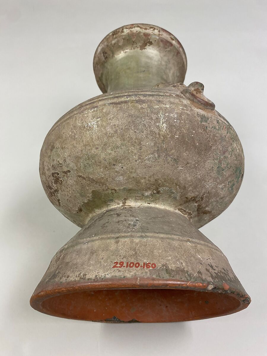 Jar in the shape of bronze container (hu), Earthenware with lead green glaze, China