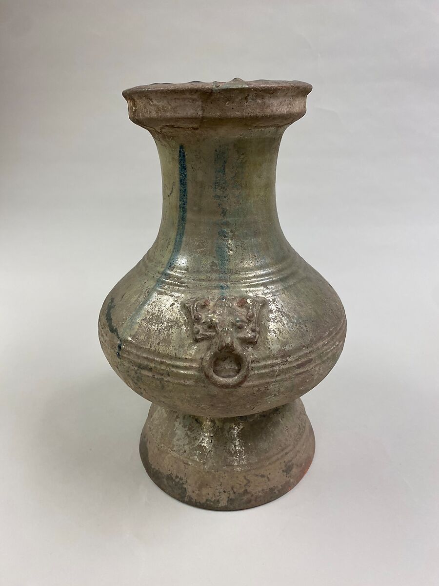 Jar in the shape of bronze container (hu), Earthenware with lead green glaze, China 