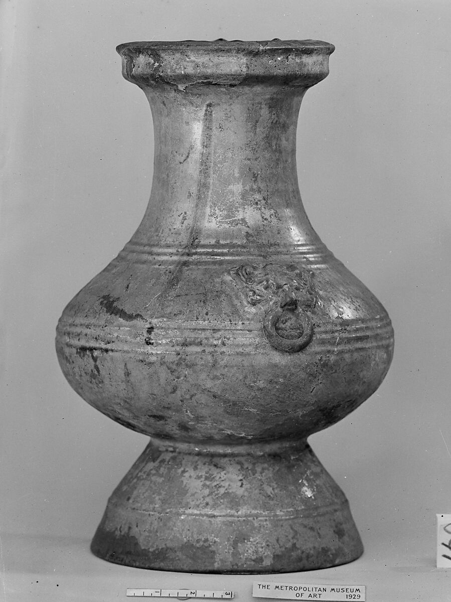 Jar in the shape of bronze container (hu), Earthenware with lead green glaze, China