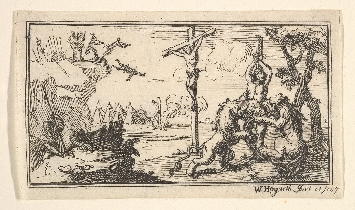 Crucifixion, etc. (John Beaver, Roman Military Punishments, 1725), William Hogarth (British, London 1697–1764 London), Etching 
