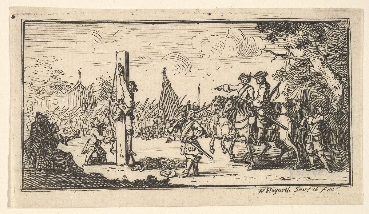 Hanging by the Thumbs (Modern Military Punishments), William Hogarth (British, London 1697–1764 London), Etching 