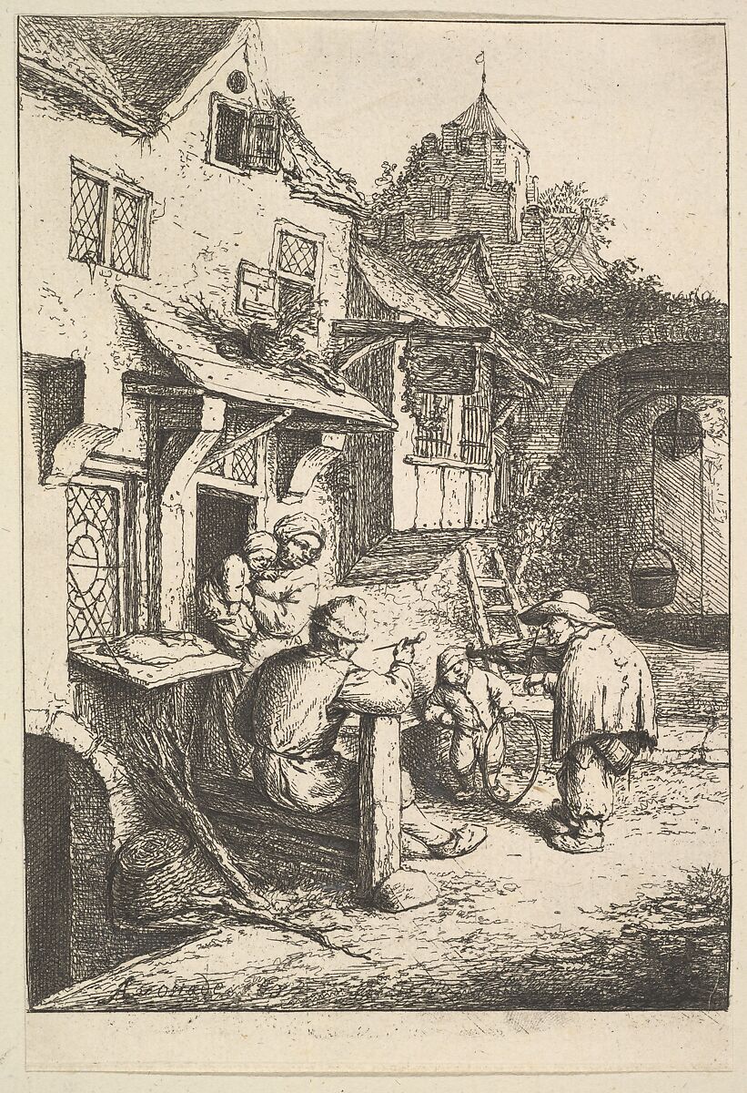 The Humpbacked Violinist, Adriaen van Ostade (Dutch, Haarlem 1610–1685 Haarlem), Etching 