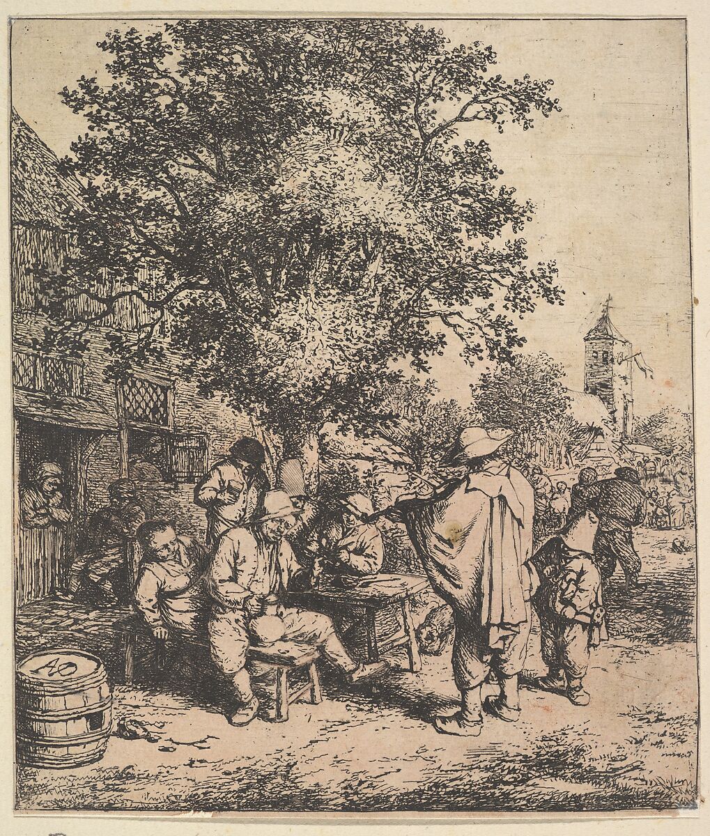 Violinist and Little Organgrinder, Adriaen van Ostade (Dutch, Haarlem 1610–1685 Haarlem), Etching 