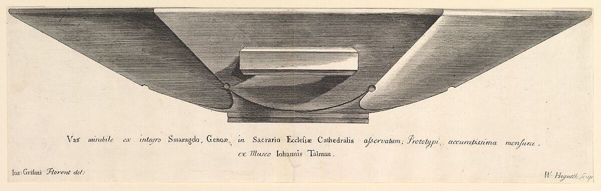 An Emerald Vessel (Aubry de La Mottraye's "Travels throughout Europe, Asia and into Part of Africa...,"  London, 1724, vol. I, plate 5), William Hogarth (British, London 1697–1764 London), Etching and engraving 