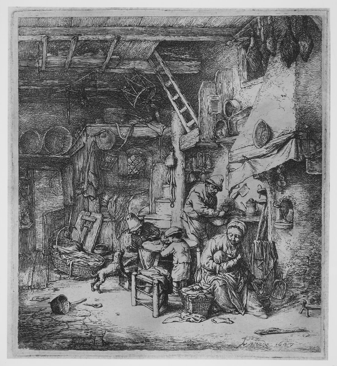 The Family, Adriaen van Ostade (Dutch, Haarlem 1610–1685 Haarlem), Etching