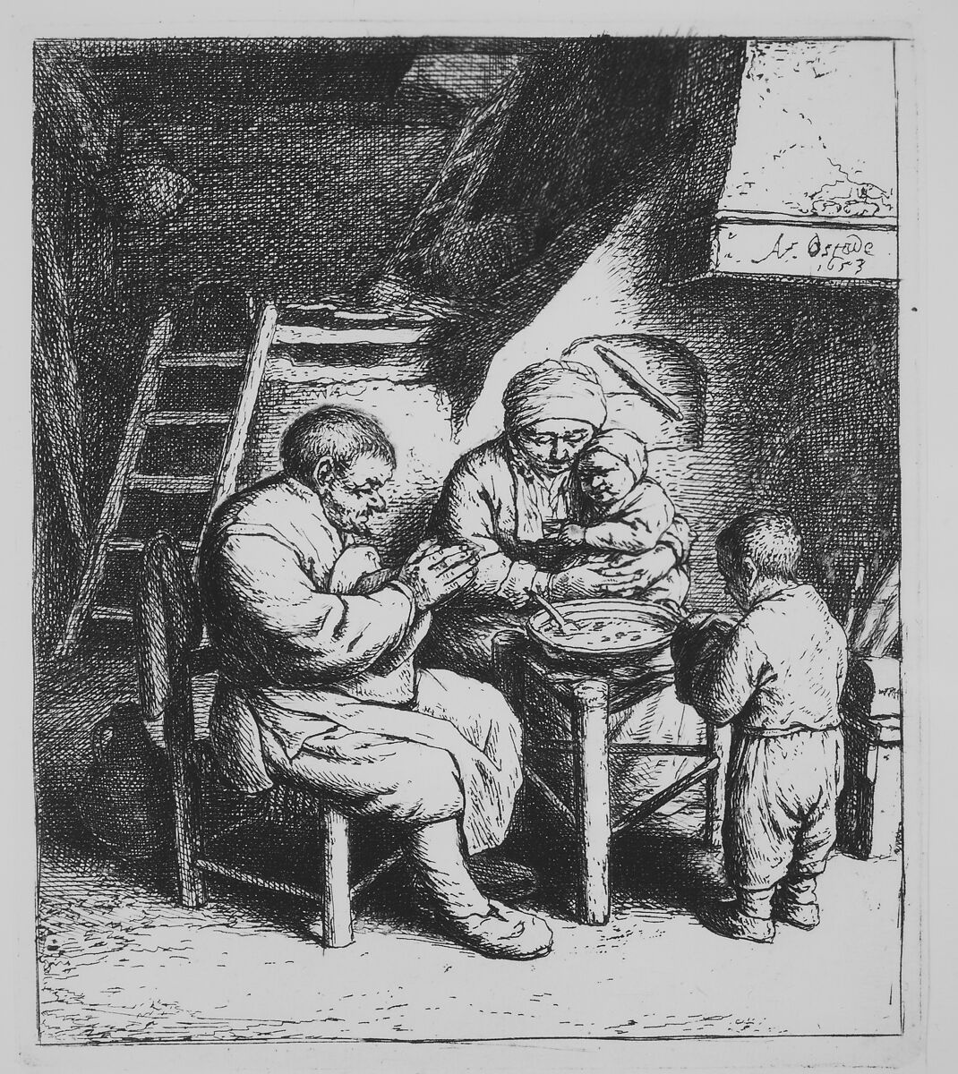 The Blessing, Adriaen van Ostade (Dutch, Haarlem 1610–1685 Haarlem), Etching