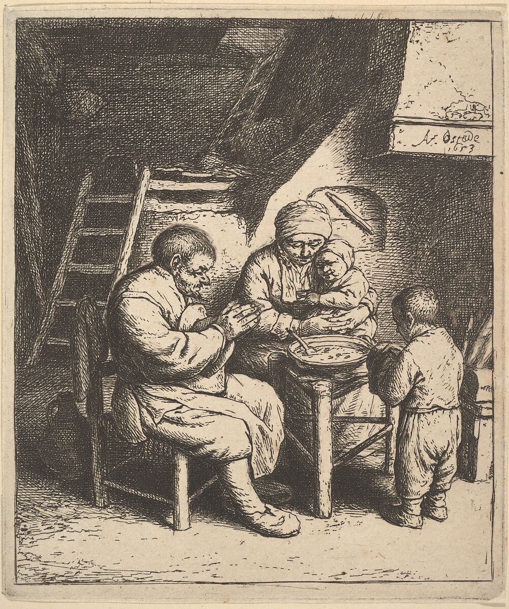 The Blessing, Adriaen van Ostade (Dutch, Haarlem 1610–1685 Haarlem), Etching 