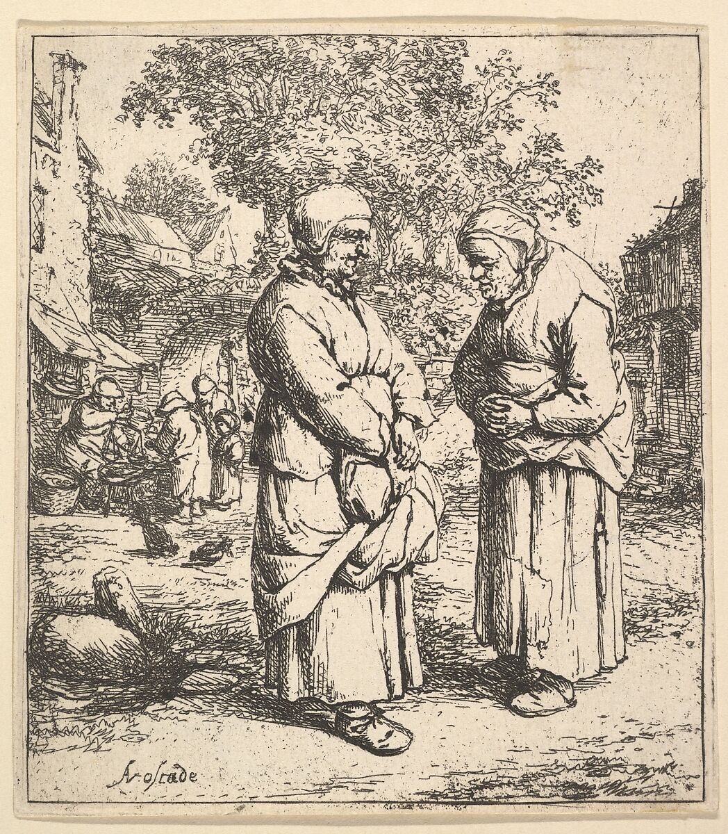Two Gossips, Adriaen van Ostade (Dutch, Haarlem 1610–1685 Haarlem), Etching 