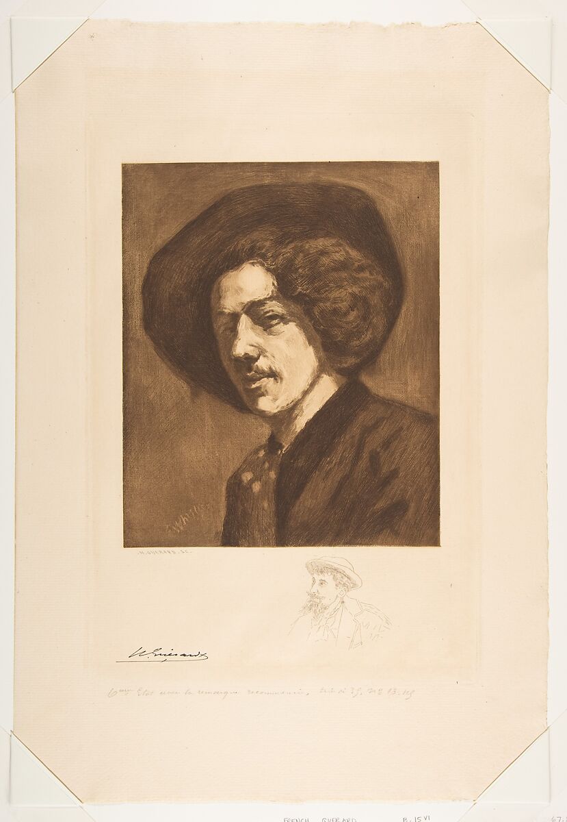 Whistler's "Portrait of Himself", Henri Charles Guérard (French, Paris 1846–1897 Paris), Roulette, aquatint and etching printed in brown ink; sixth state of seven