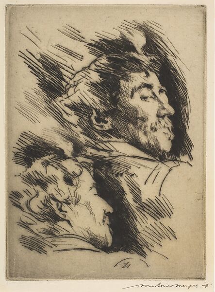 Whistler the Proud – Two Faces, Mortimer Menpes (Australian, Port Adelaide 1855–1938 Pangbourne, England), Drypoint 