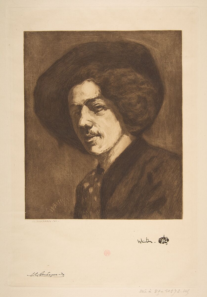 Whistler's "Portrait of Himself", Henri-Charles Guérard (French, Paris 1846–1897 Paris), Roulette, aquatint and etching; seventh state of seven 