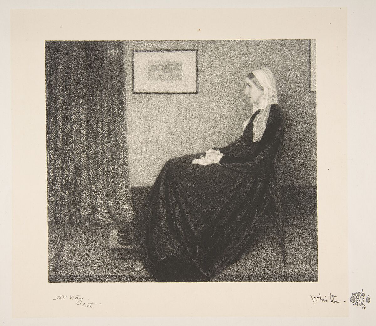 Arrangement in Grey and Black: Portrait of the Artist's Mother, Thomas Robert Way (British, London 1861–1913 London), Lithograph on chine collé; first state 