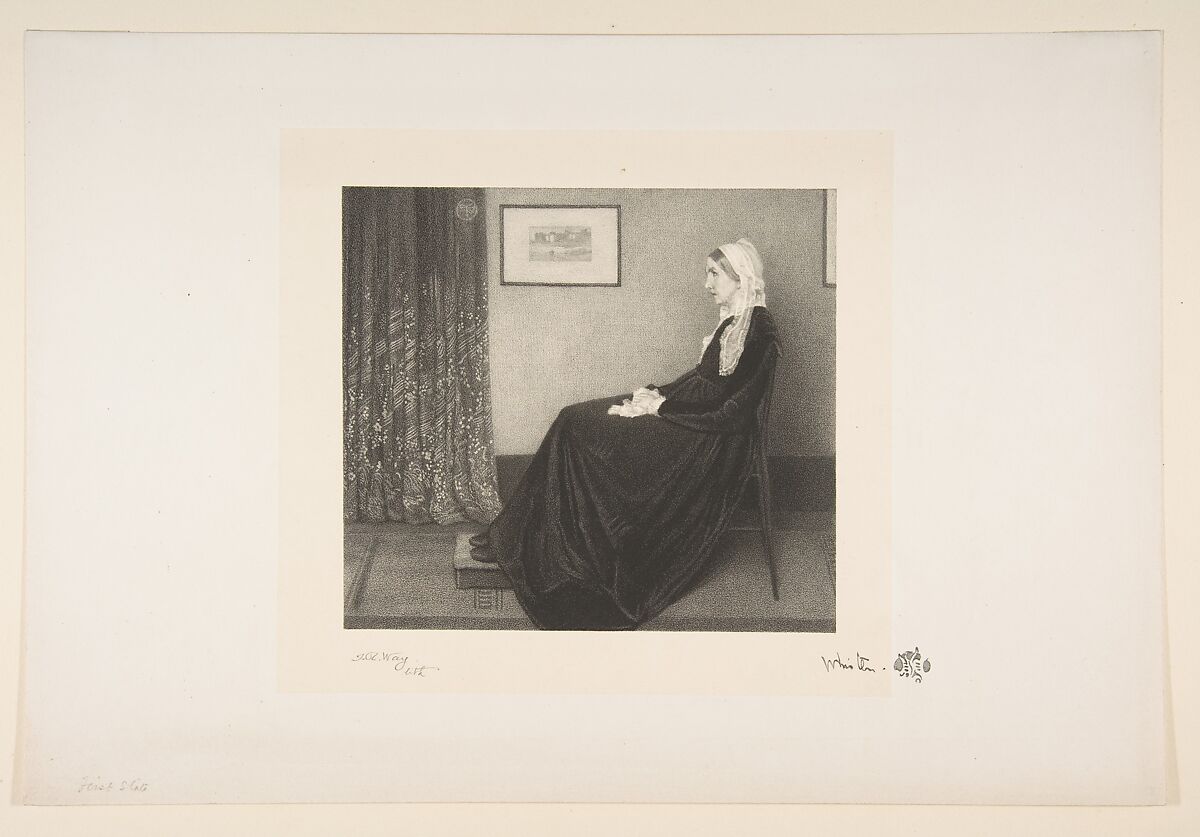 Arrangement in Grey and Black: Portrait of the Artist's Mother, Thomas Robert Way (British, London 1861–1913 London), Lithograph on chine collé; first state