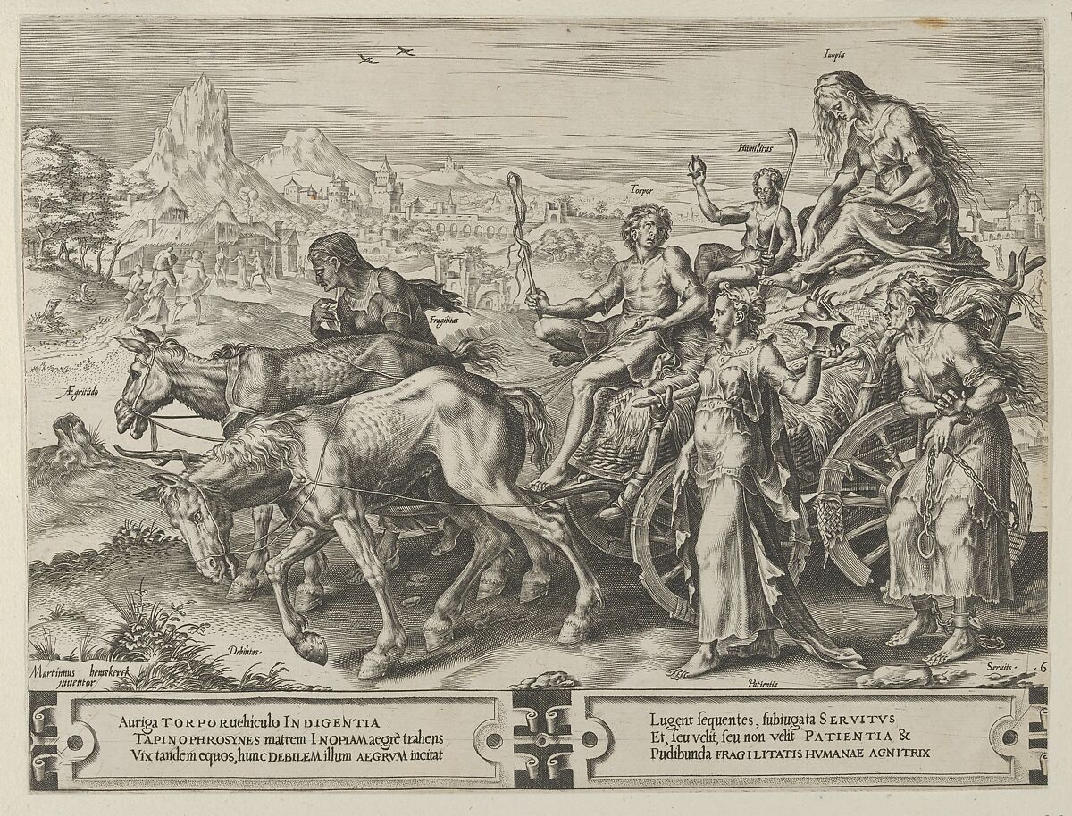 The Triumph of Want, from The Cycle of the Vicissitudes of Human Affairs, plate 6, Cornelis Cort (Netherlandish, Hoorn ca. 1533–1578 Rome), Engraving; first state of two (New Hollstein) 