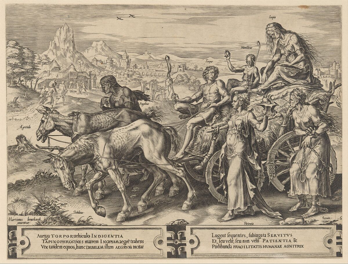 The Triumph of Want, from The Cycle of the Vicissitudes of Human Affairs, plate 6, Cornelis Cort (Netherlandish, Hoorn ca. 1533–1578 Rome), Engraving; first state of two (New Hollstein)