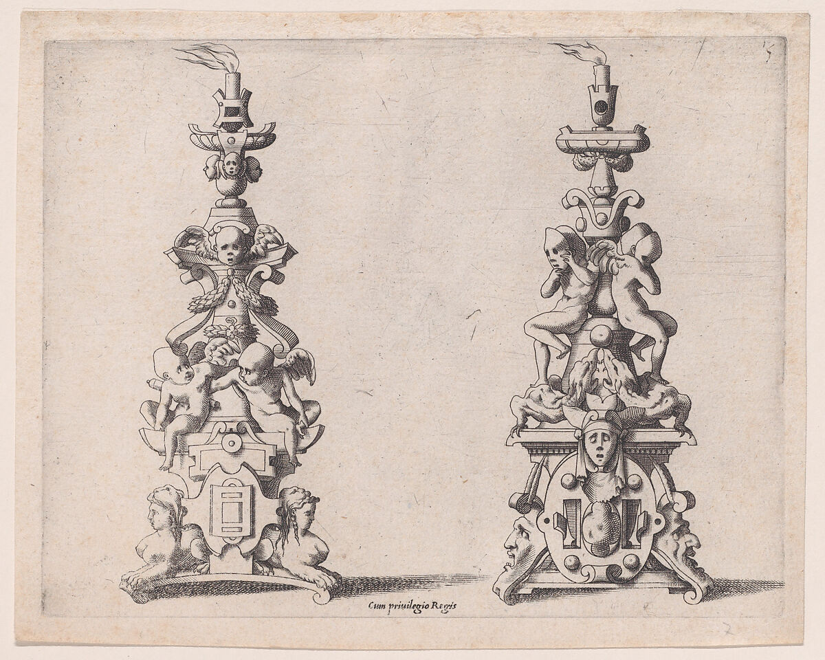 Two Candlesticks, René Boyvin (French, Angers ca. 1525–1598 or 1625/6 Angers), Engraving 