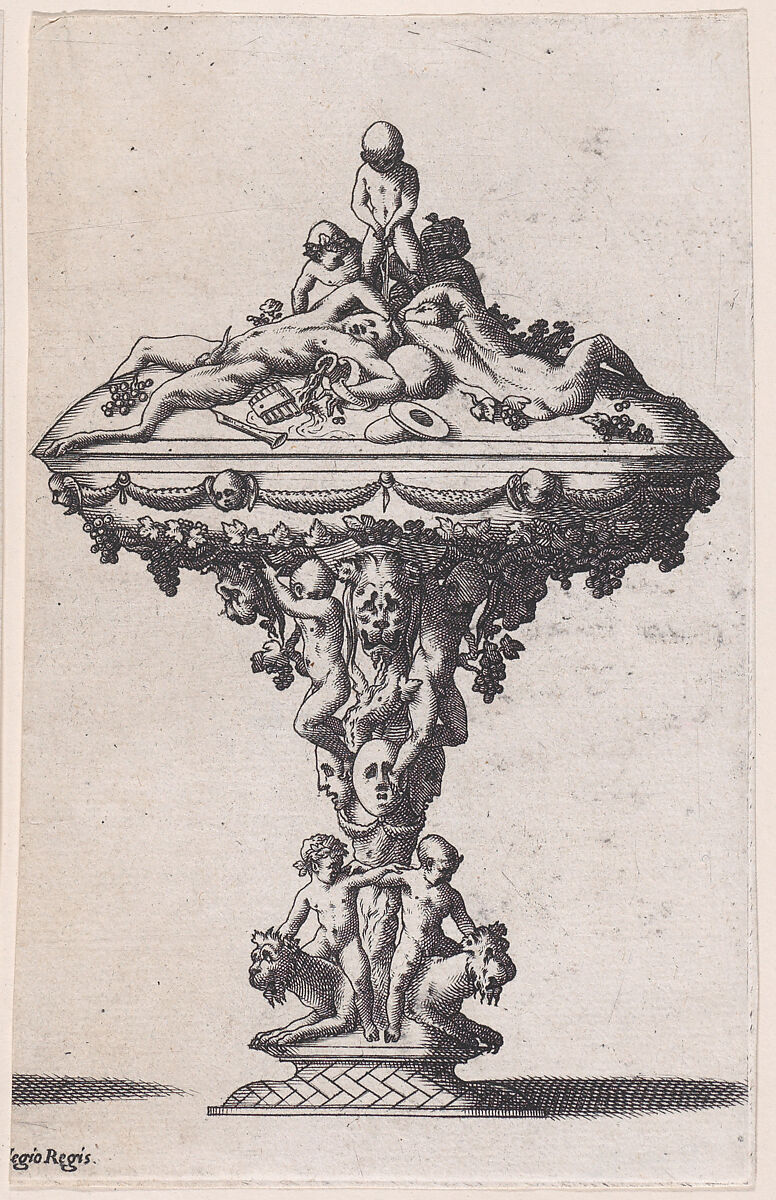 Covered Cup with Children on the Base, René Boyvin (French, Angers ca. 1525–1598 or 1625/6 Angers), Engraving 