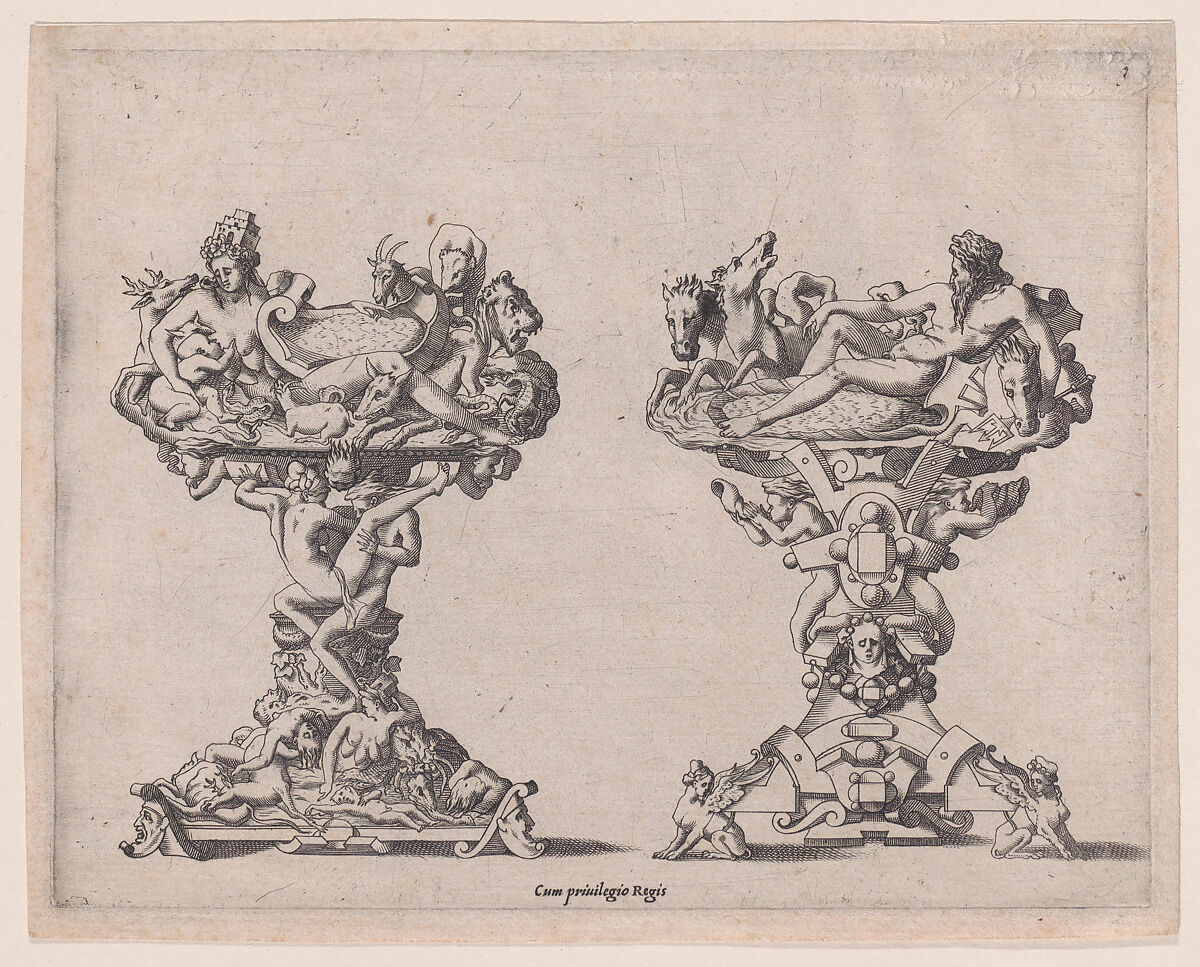 Two Salt-cellars, René Boyvin (French, Angers ca. 1525–1598 or 1625/6 Angers), Engraving 