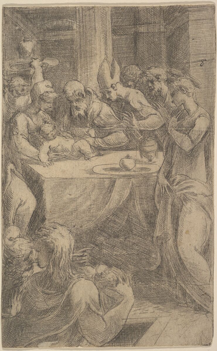 The Circumcision of Christ, Andrea Schiavone (Andrea Meldola) (Italian, Zadar (Zara) ca. 1510?–1563 Venice), Etching 