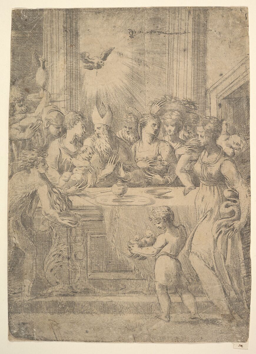 The presentation of Christ in the temple, Andrea Schiavone (Andrea Meldola) (Italian, Zadar (Zara) ca. 1510?–1563 Venice), Etching 