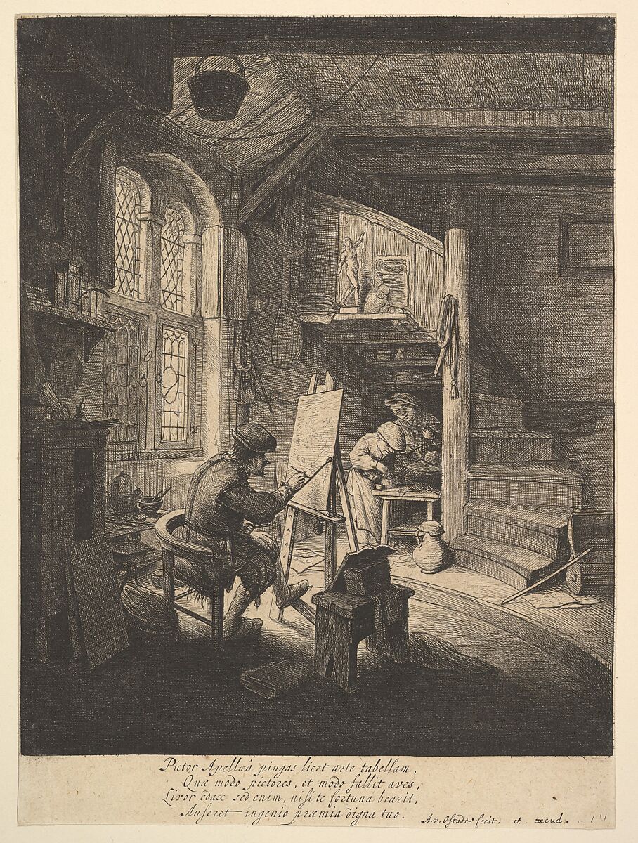 The Painter, Adriaen van Ostade (Dutch, Haarlem 1610–1685 Haarlem), Etching 
