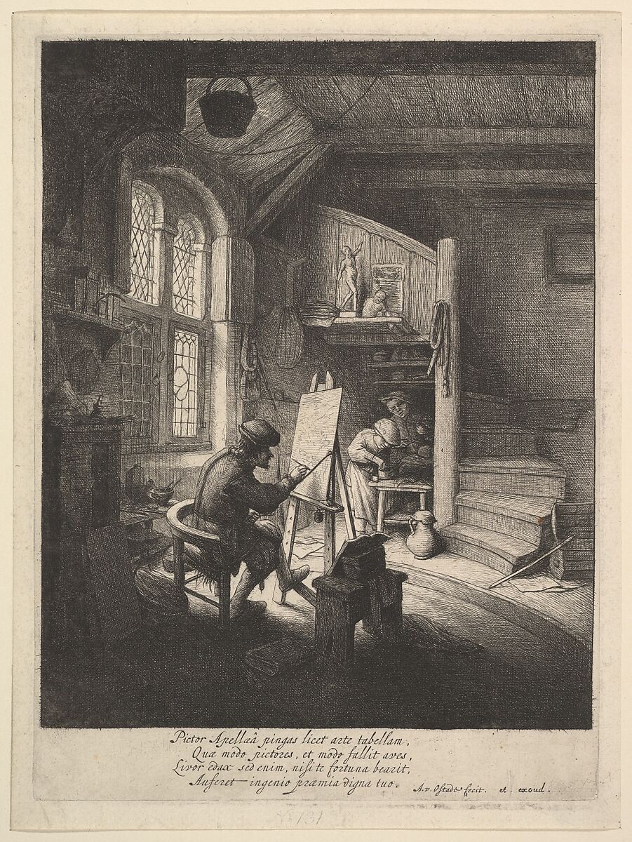 The Painter, Adriaen van Ostade (Dutch, Haarlem 1610–1685 Haarlem), Etching 