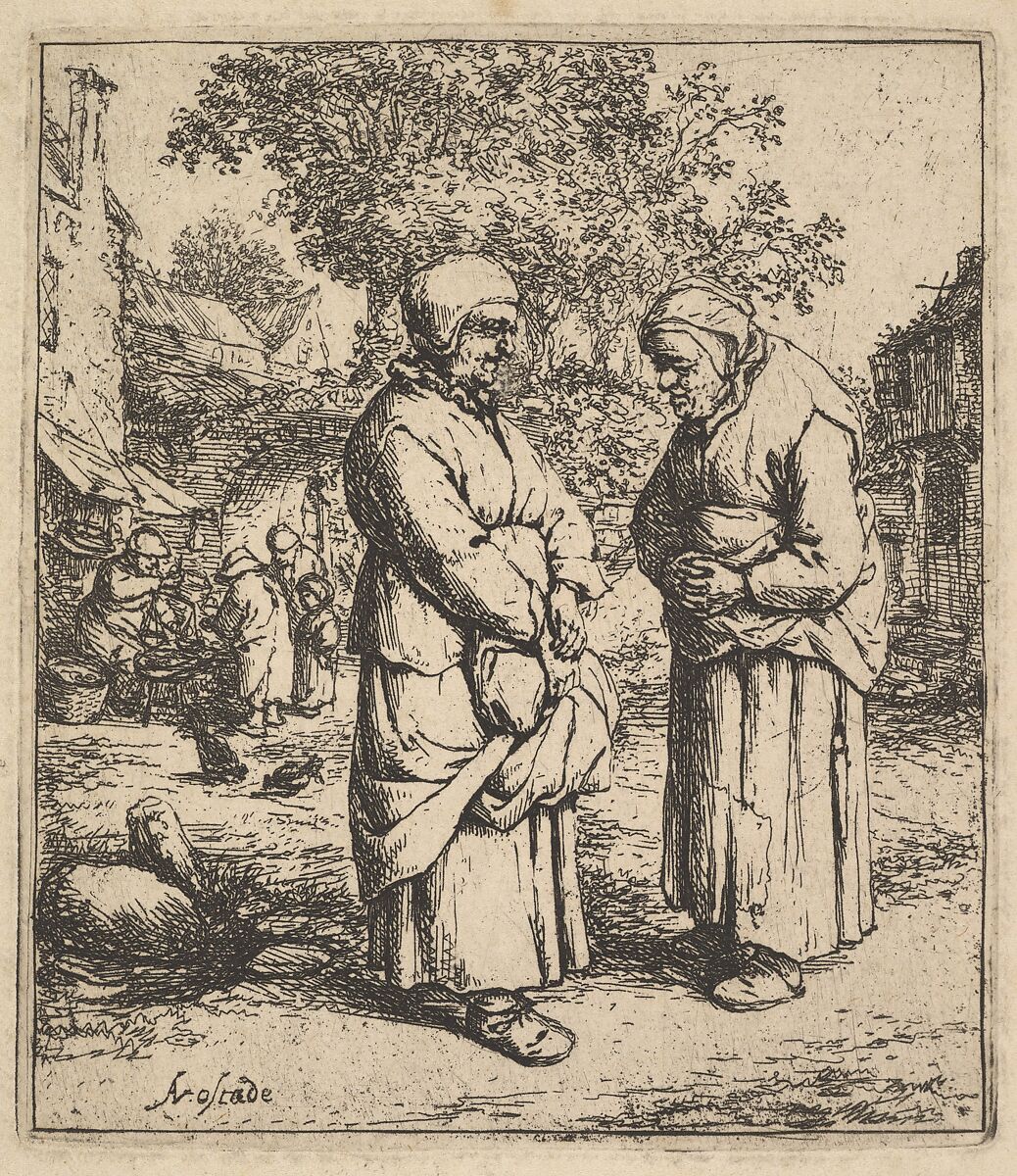 Two Gossips, Adriaen van Ostade (Dutch, Haarlem 1610–1685 Haarlem), Etching 