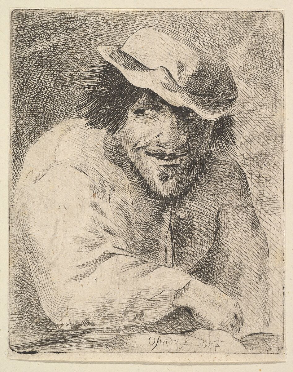 Man Leering, Adriaen van Ostade (Dutch, Haarlem 1610–1685 Haarlem), Etching 
