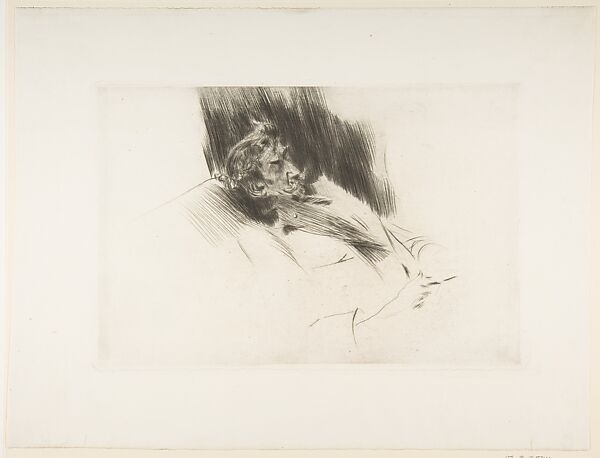 Whistler Asleep, Giovanni Boldini (Italian, Ferrara 1842–1931 Paris), Drypoint