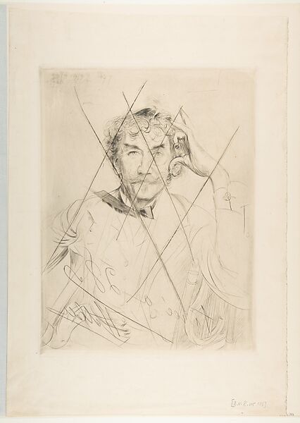 Portrait of Whistler, Paul-César Helleu (French, Vannes 1859–1927 Paris), Drypoint; printed from cancelled plate