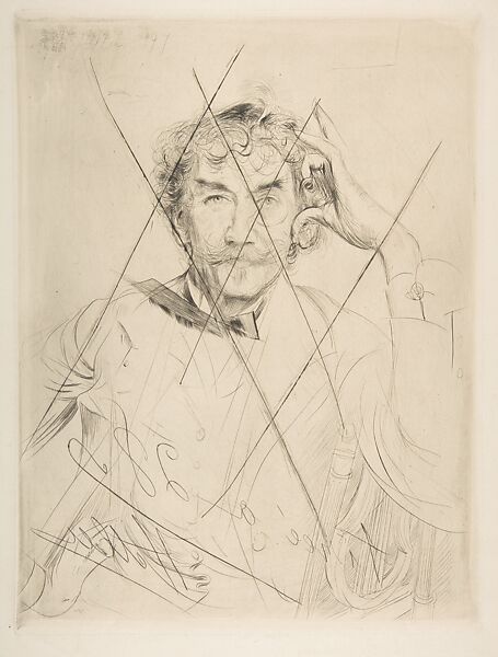 Portrait of Whistler, Paul-César Helleu (French, Vannes 1859–1927 Paris), Drypoint; printed from cancelled plate 